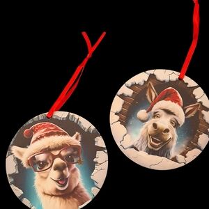 Festive Animal Christmas Ornaments NWT
